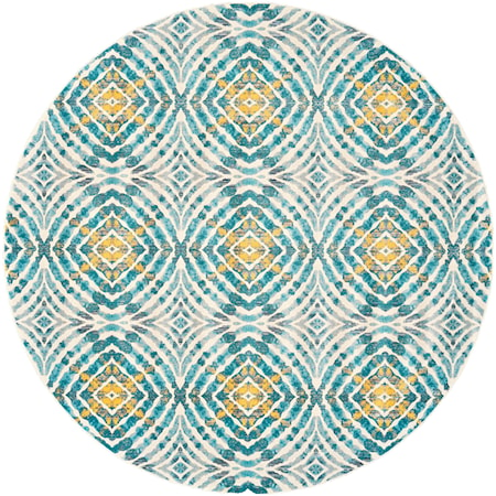 Teal 8'-9" X 8'-9" Round Area Rug