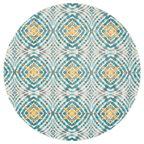 Teal 8'-9" X 8'-9" Round Area Rug
