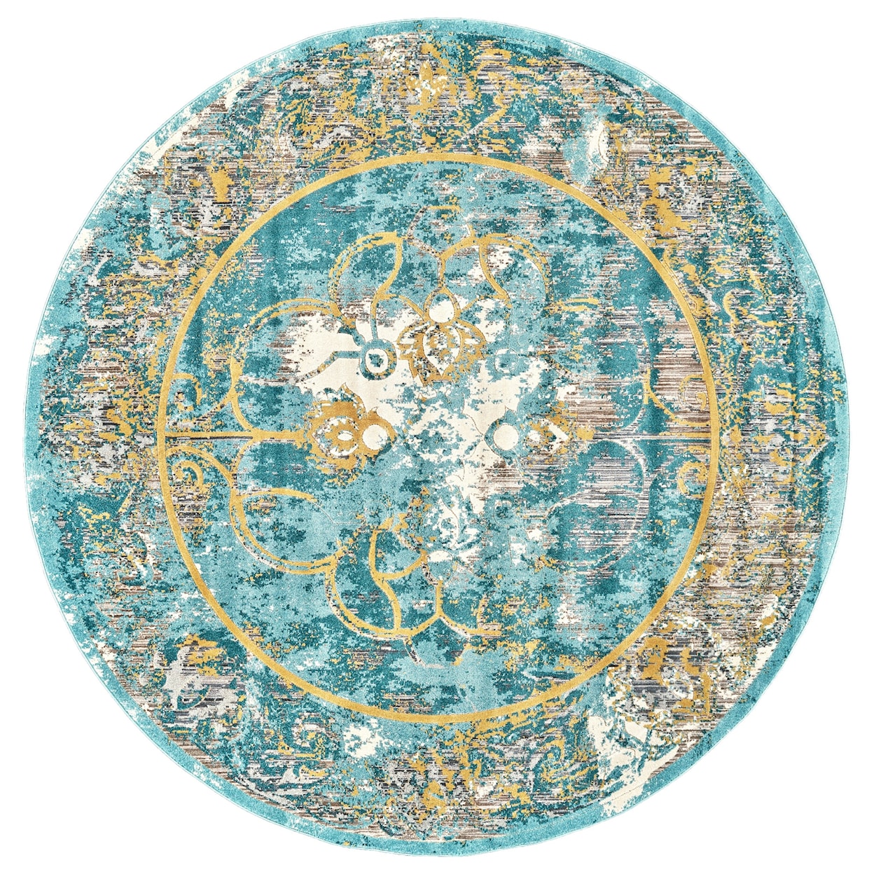 Feizy Rugs Keats Lagoon 8'-9" X 8'-9" Round Area Rug