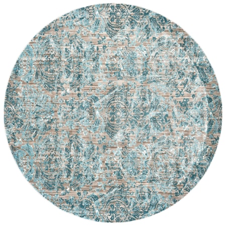 Aqua 8'-9" X 8'-9" Round Area Rug