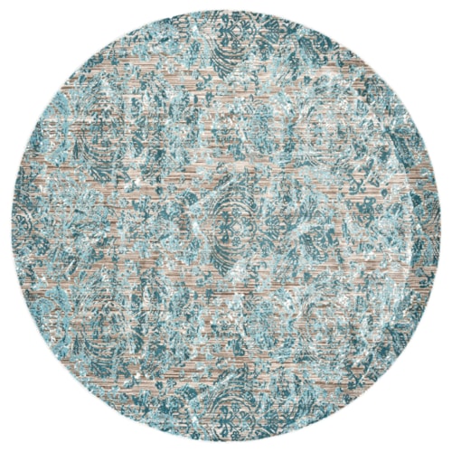 Aqua 8'-9" X 8'-9" Round Area Rug