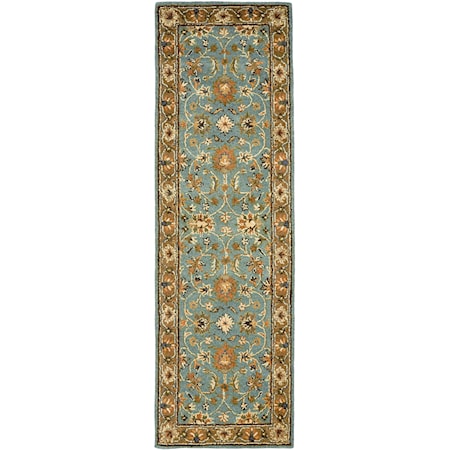 Light Blue/Brown 2'-6" x 8' Runner Rug