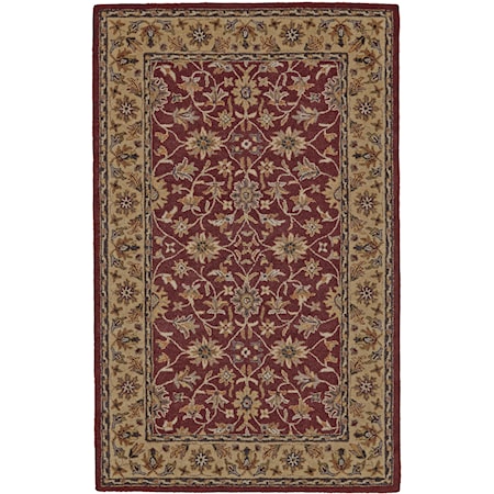 Red/Light Gold 3'-6" x 5'-6" Area Rug