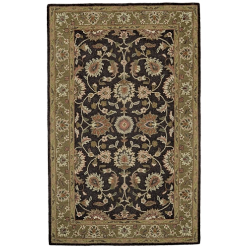 Dark Brown/Green 3'-6" x 5'-6" Area Rug