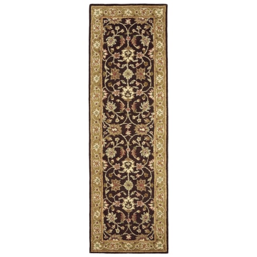 Dark Brown/Green 2'-6" x 8' Runner Rug
