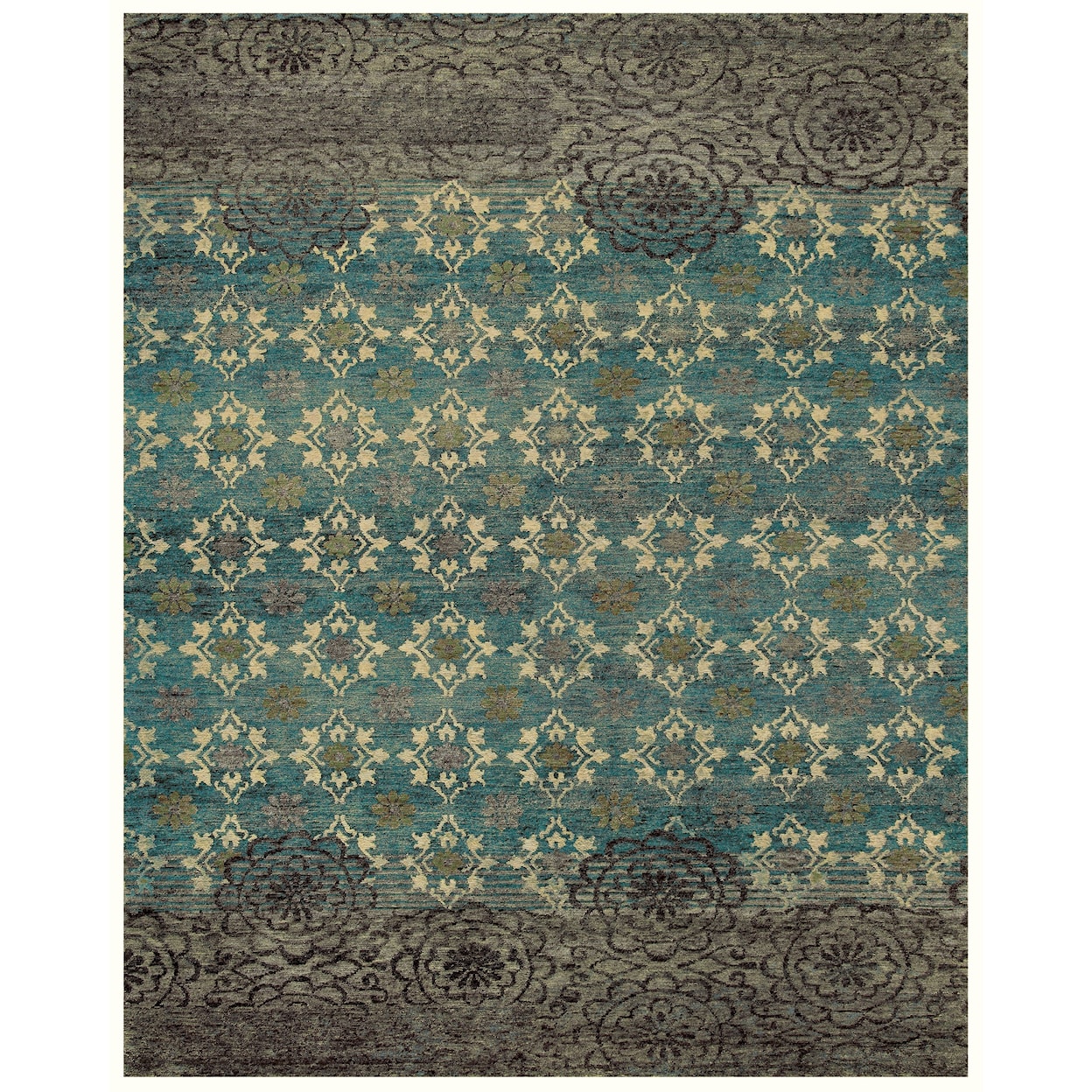 Feizy Rugs Qing Silver Sage 4' x 6' Area Rug