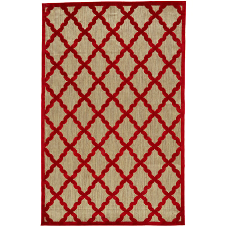 Tan/Red 2'-1" X 4' Area Rug