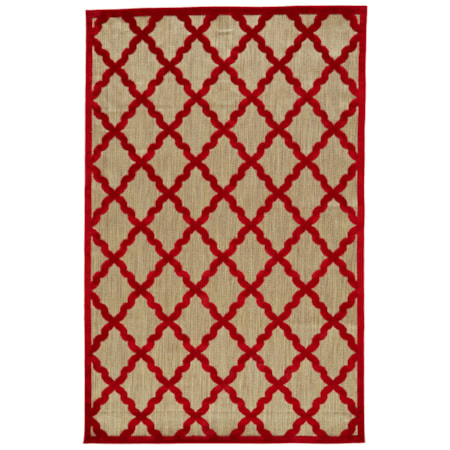 Tan/Red 5' X 7'-6" Area Rug