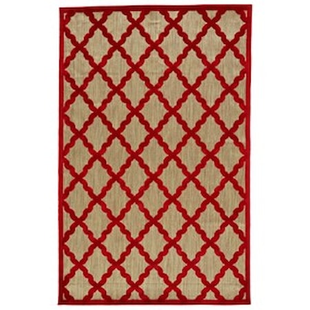 Tan/Red 7'-6" X 10'-6" Area Rug