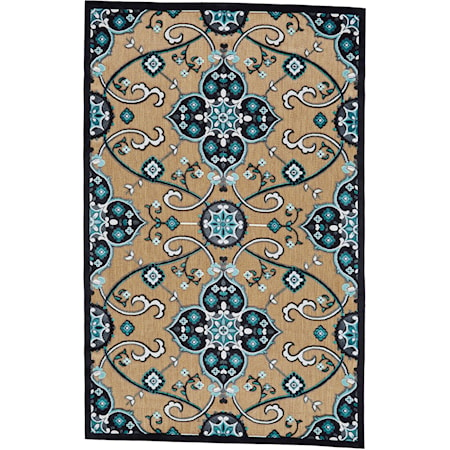 Tan/Charcoal 2'-1" X 4' Area Rug