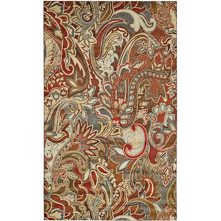 Crimson/Multi 2'-10" X 7'-10" Runner Rug