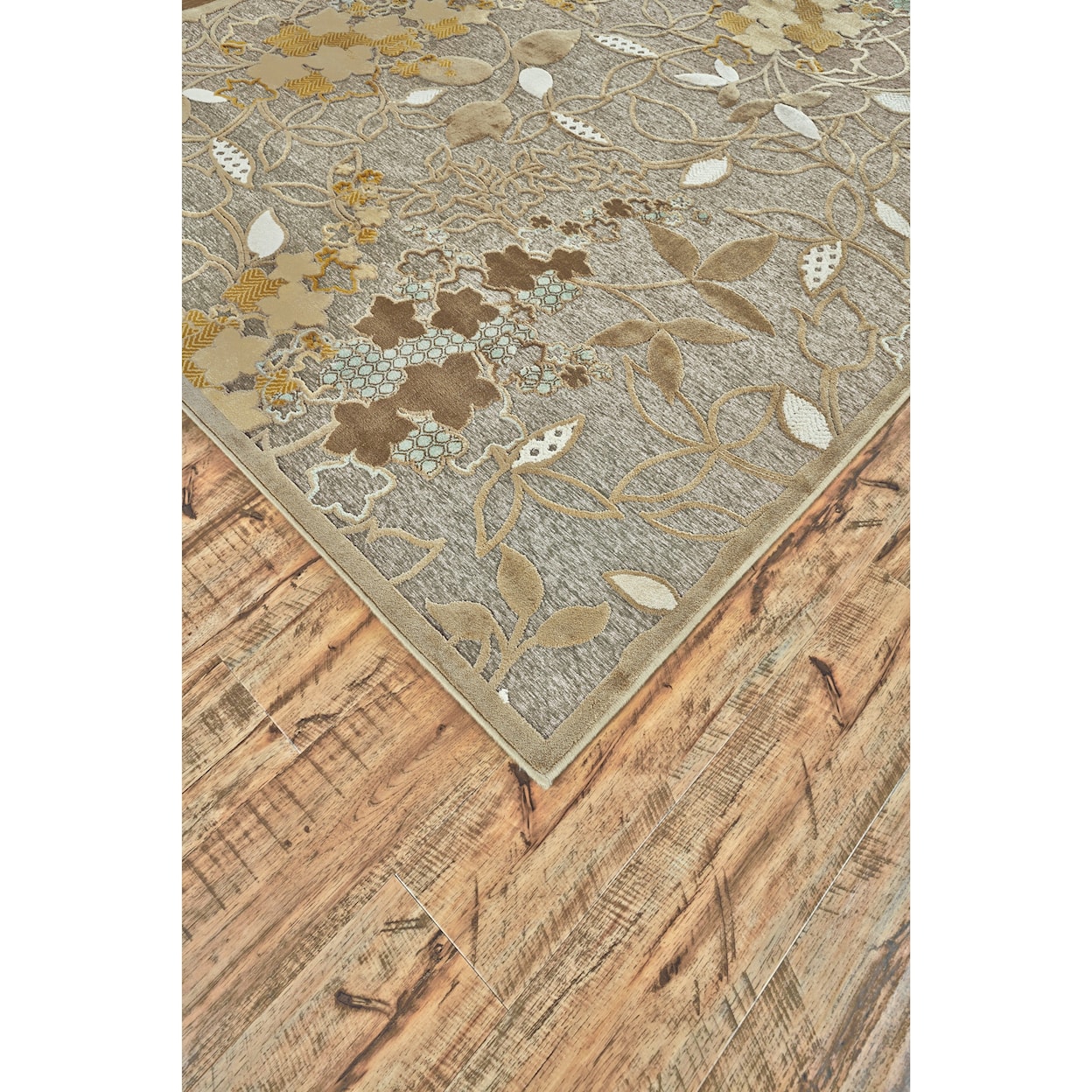 Feizy Rugs Saphir Mah Pewter/Sage 5'-3" X 7'-6" Area Rug