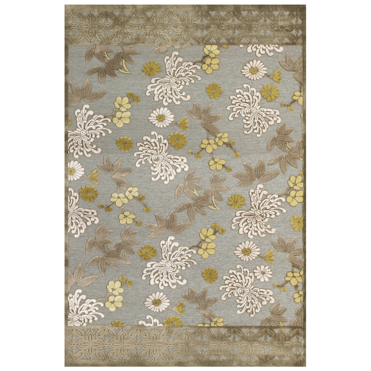 Feizy Rugs Saphir Mah Pewter/Dark Green 2'-2" x 4' Area Rug