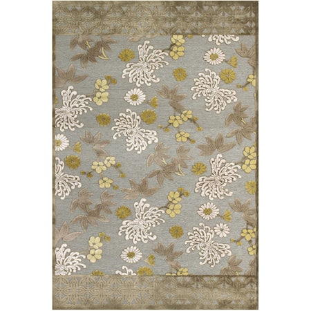 Pewter/Dark Green 2'-6" x 8' Runner Rug