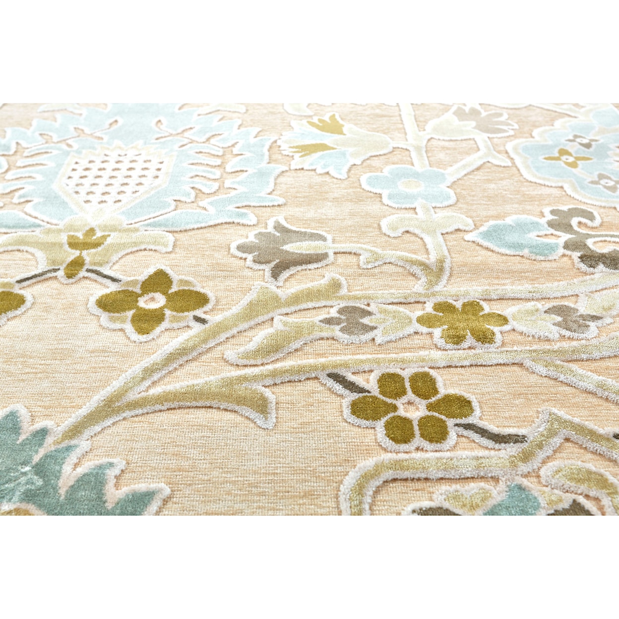 Feizy Rugs Saphir Mah Cream/Spa Blue 2'-2" x 4' Area Rug