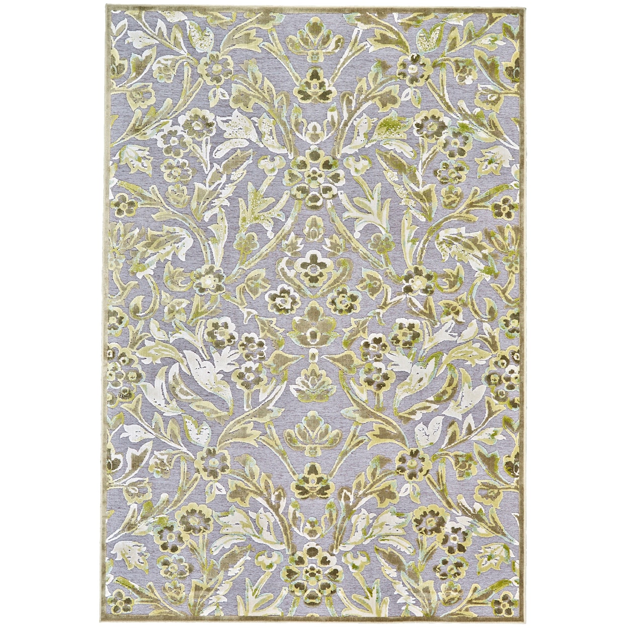 Feizy Rugs Saphir Mah Pewter/Dark Green 2'-6" x 8' Runner Rug