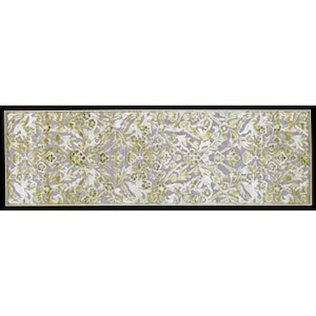 Pewter/Dark Green 2'-6" x 8' Runner Rug