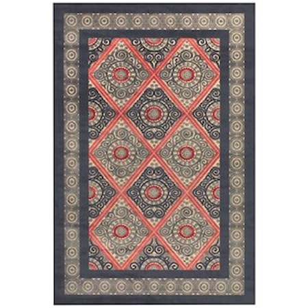 Cream/Charcoal 5'-3" X 7'-6" Area Rug
