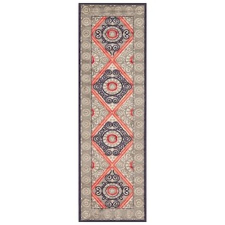 Cream/Charcoal 2'-6" x 8' Runner Rug