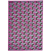 Dark Gray/Raspberry 2'-2" x 4' Area Rug