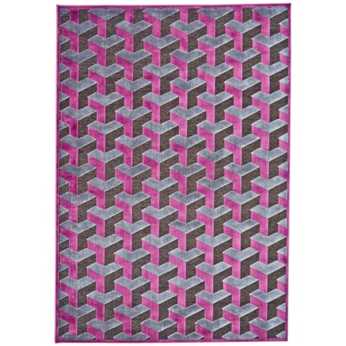 Dark Gray/Raspberry 5'-3" X 7'-6" Area Rug