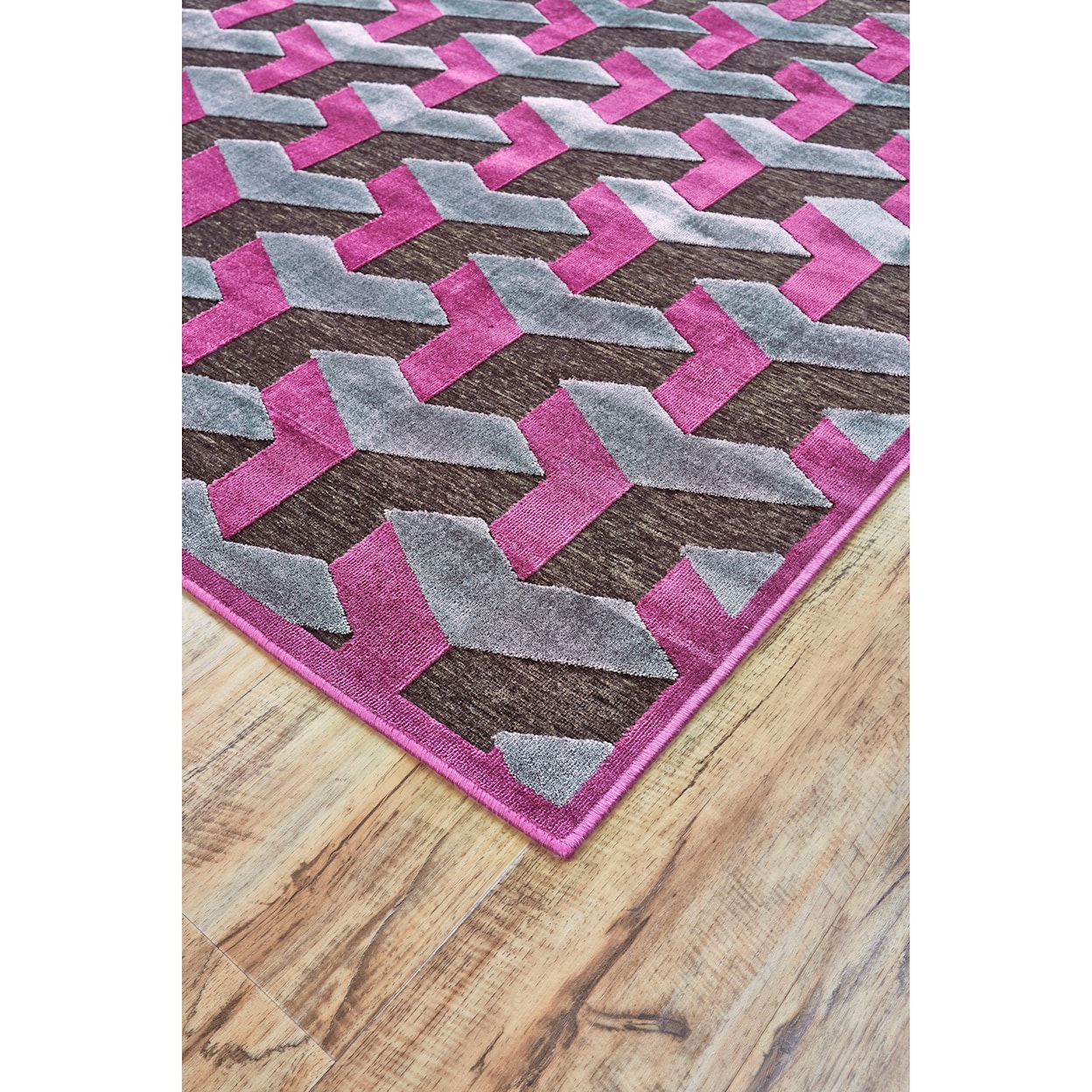 Feizy Rugs Saphir Rubus Dark Gray/Raspberry 5'-3" X 7'-6" Area Rug