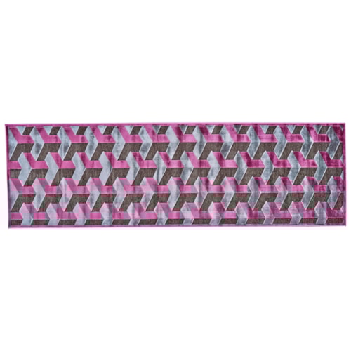 Dark Gray/Raspberry 2'-6" x 8' Runner Rug