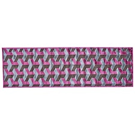 Dark Gray/Raspberry 2'-6" x 8' Runner Rug