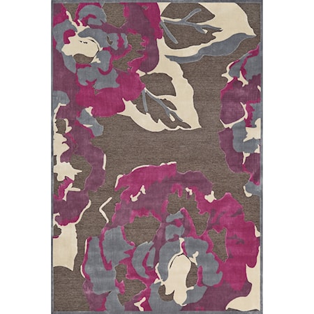 Dark Gray/Raspberry 2'-6" x 8' Runner Rug