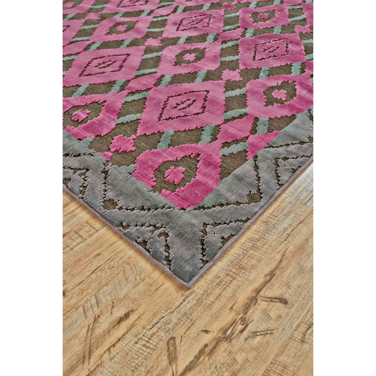 Feizy Rugs Saphir Rubus Dark Gray/Raspberry 2'-2" x 4' Area Rug