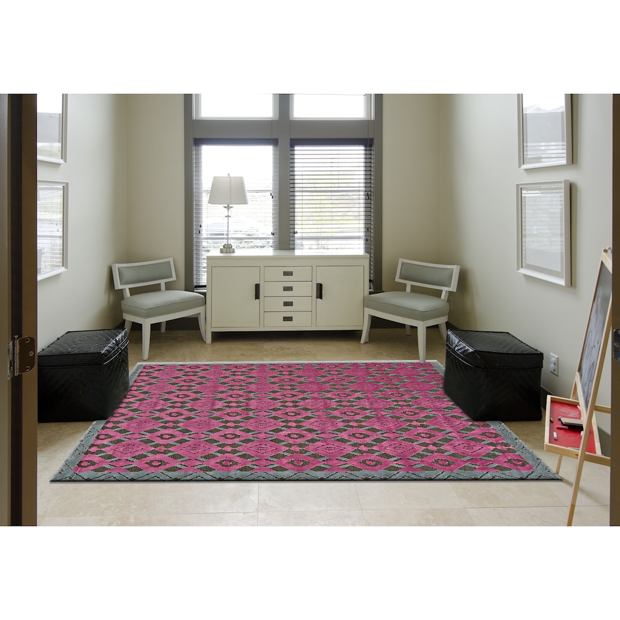 Feizy Rugs Saphir Rubus Dark Gray/Raspberry 2'-2" x 4' Area Rug