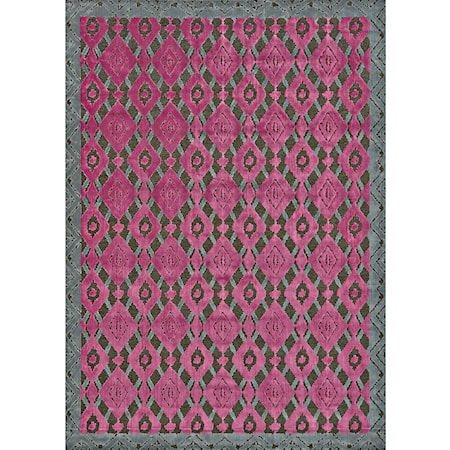 Dark Gray/Raspberry 7'-6" X 10'-6" Area Rug