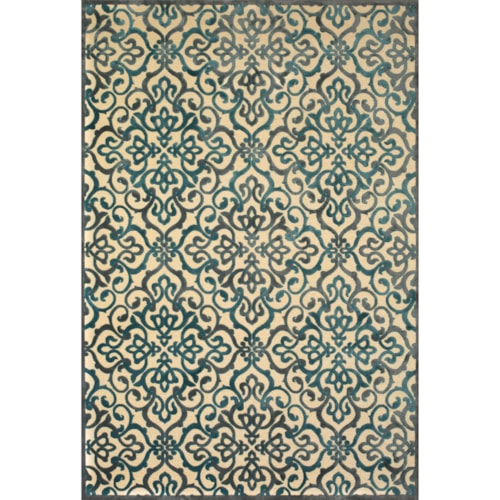 Cream/Marine 2'-2" x 4' Area Rug