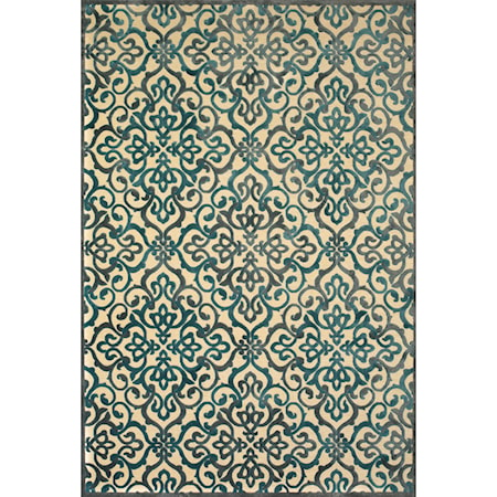 Cream/Marine 5'-3" X 7'-6" Area Rug