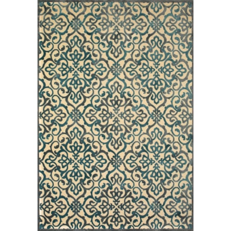 Cream/Marine 5'-3" X 7'-6" Area Rug