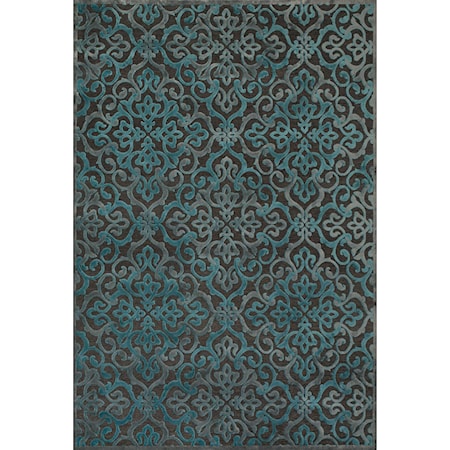 Dark Gray/Marine 2'-6" x 8' Runner Rug