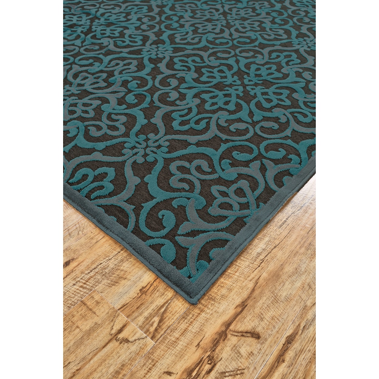 Feizy Rugs Saphir Yardley Dark Gray/Marine 2'-6" x 8' Runner Rug