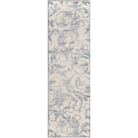 Cream/Silver 2'-6" x 8' Runner Rug