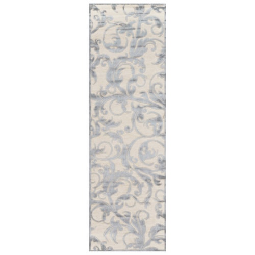 Cream/Silver 2'-6" x 8' Runner Rug
