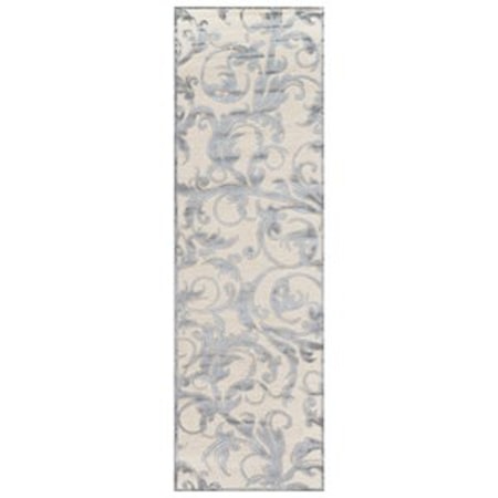 Cream/Silver 2'-6" x 8' Runner Rug