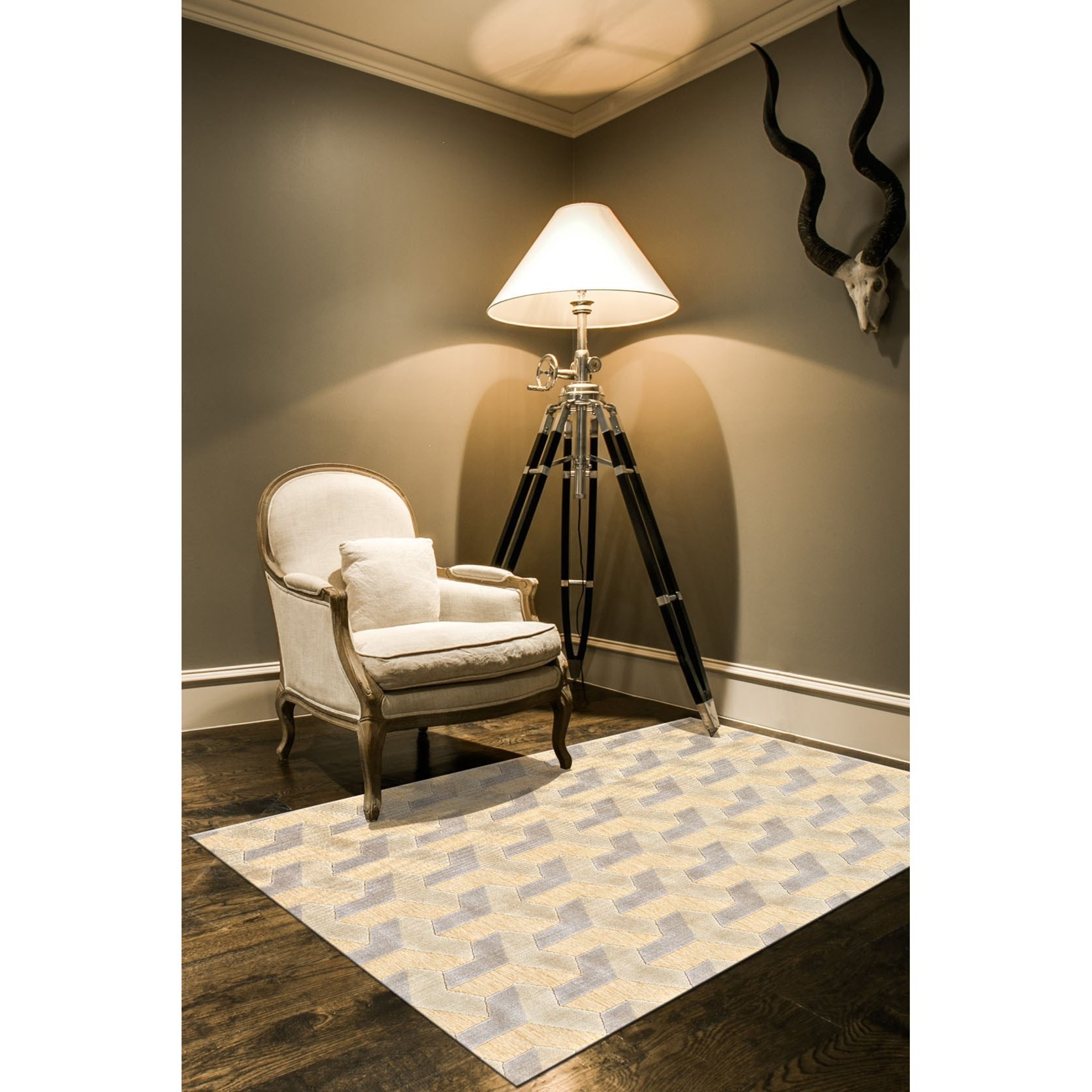 Feizy Rugs Saphir Zam Cream/Silver 5'-3" X 7'-6" Area Rug