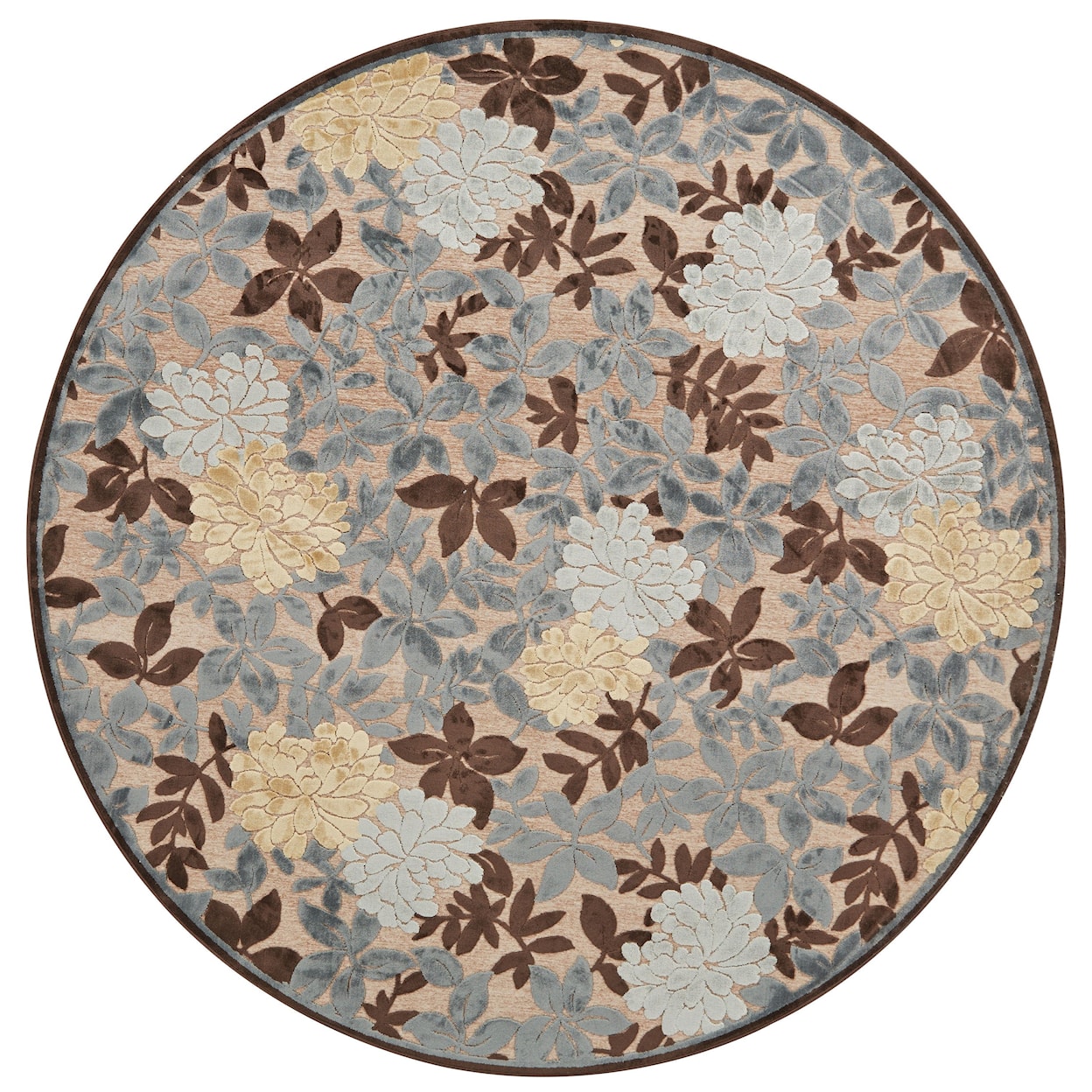 Feizy Rugs Saphir Ivory/Dark Gray 7'-6" X 7'-6" Round Area Rug