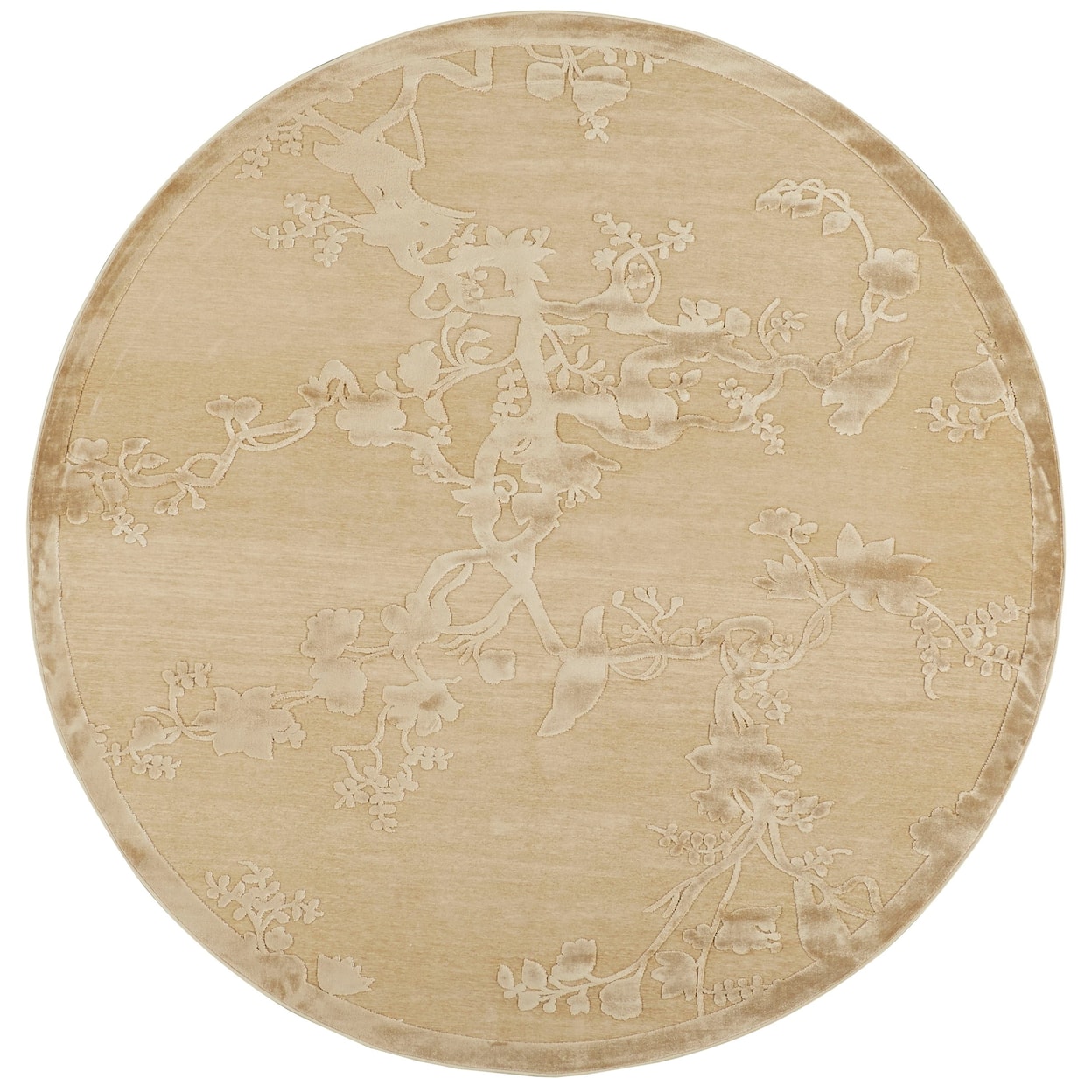 Feizy Rugs Saphir Ivory 7'-6" X 7'-6" Round Area Rug