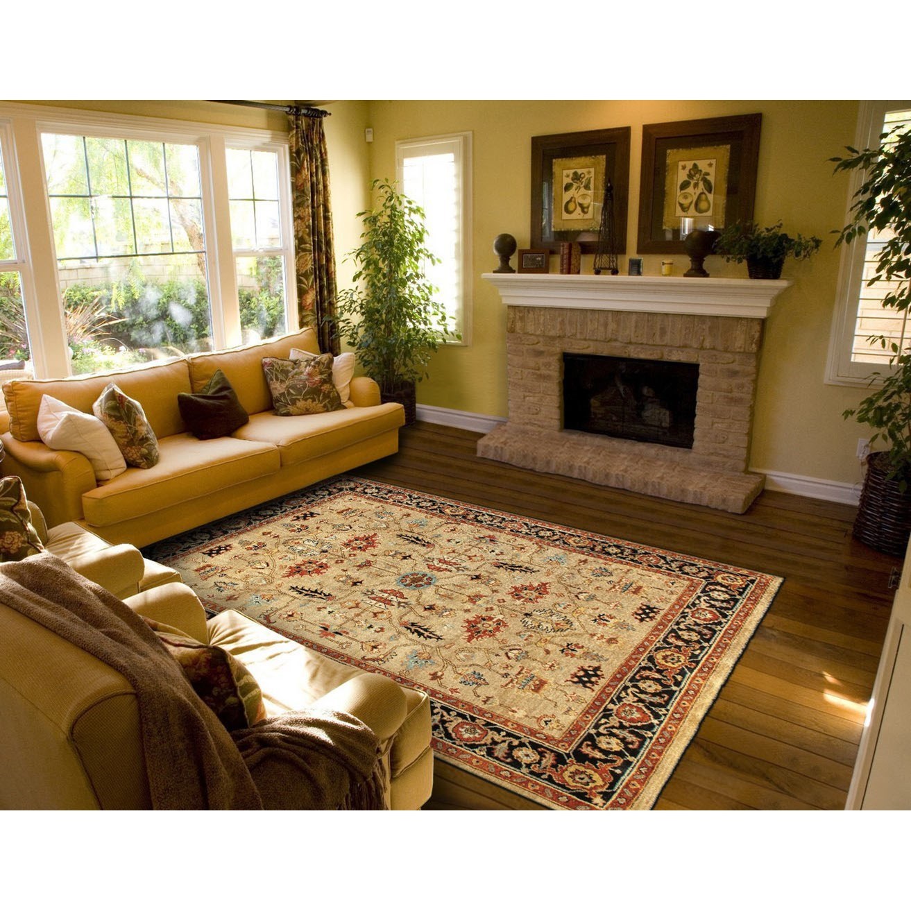 Feizy Rugs Ustad Camel/Black 7'-9" x 9'-9" Area Rug