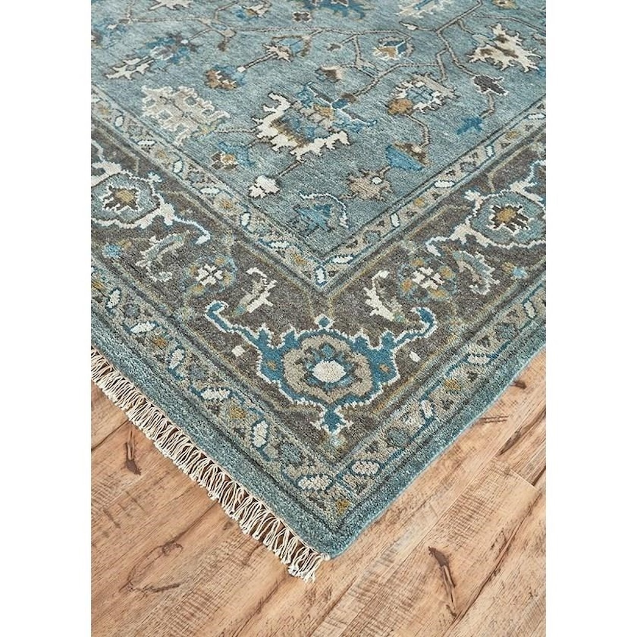 Feizy Rugs Ustad Steel/Chocolate 9'-6" x 13'-6" Area Rug