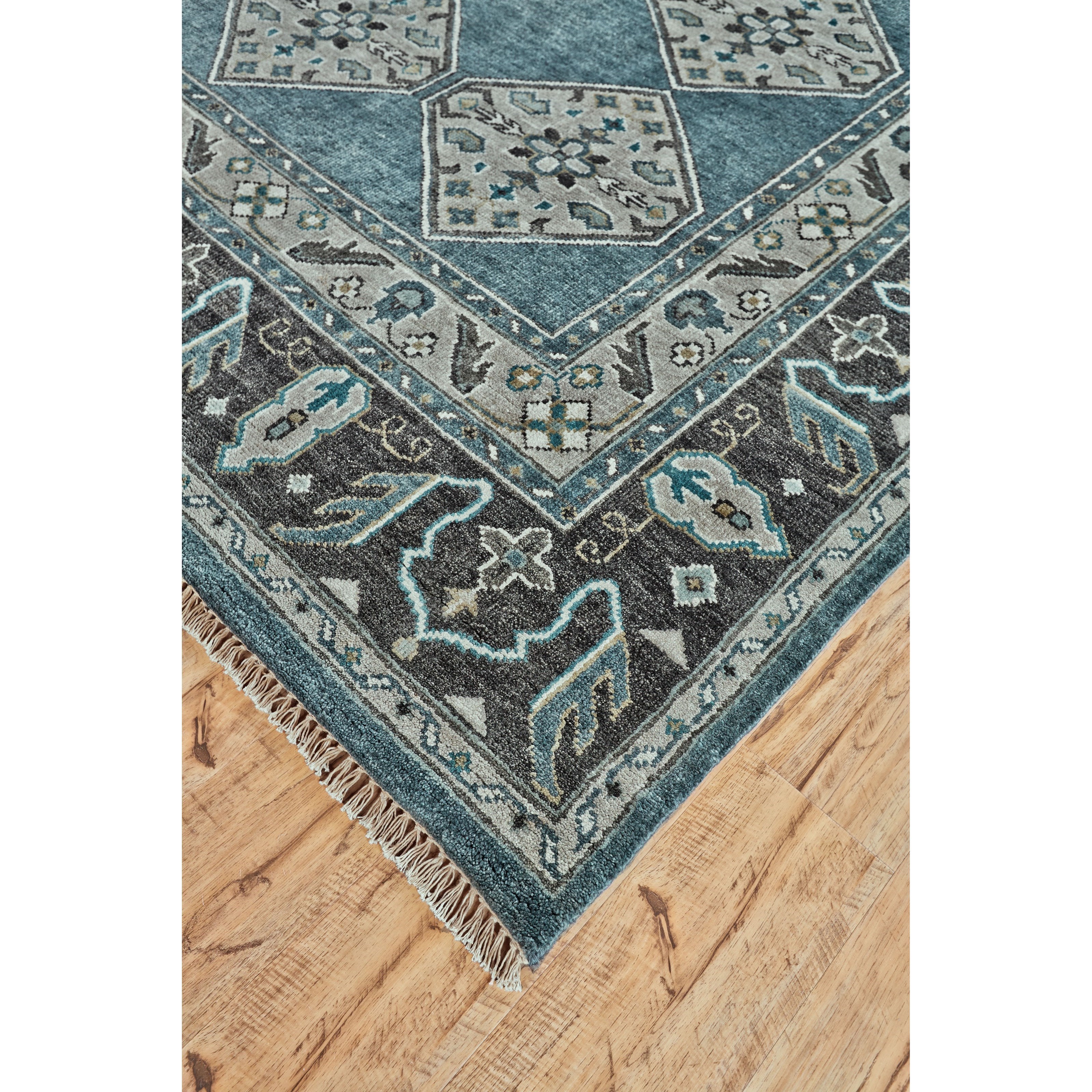 Feizy Rugs Ustad Dark Blue/Gray 9'-6" x 13'-6" Area Rug