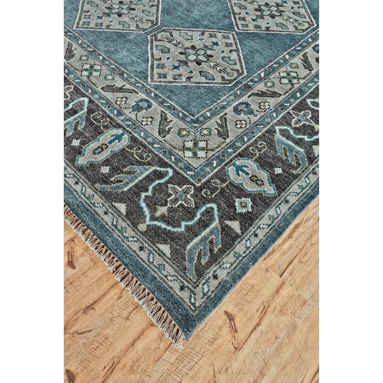 Feizy Rugs Ustad Dark Blue/Gray 2'-6" x 8' Runner Rug