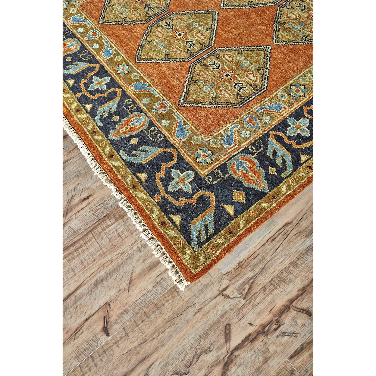 Feizy Rugs Ustad Rust/Charcoal 5'-6" x 8'-6" Area Rug