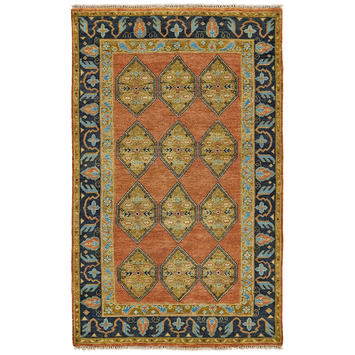 Feizy Rugs Ustad Rust/Charcoal 7'-9" x 9'-9" Area Rug