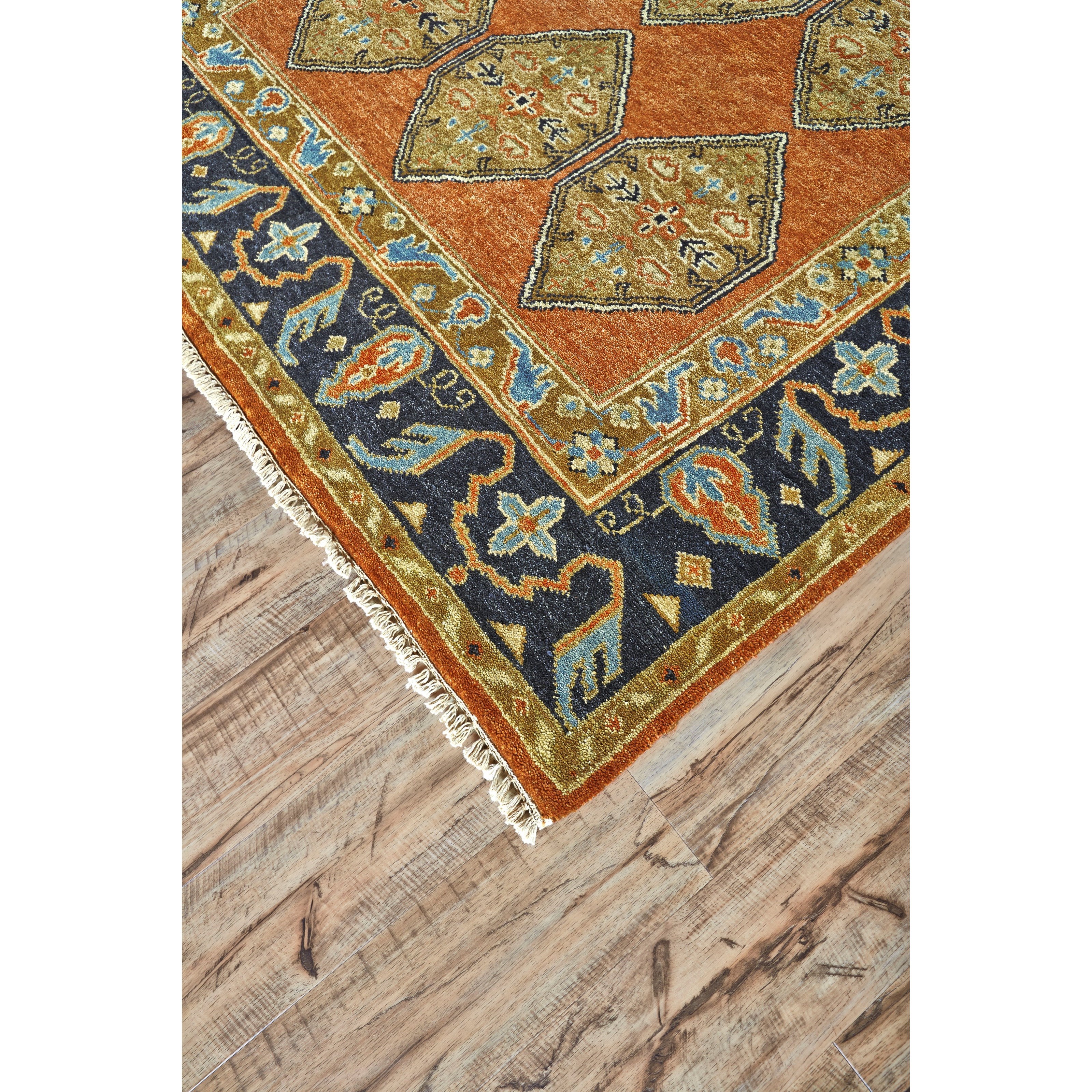 Feizy Rugs Ustad Rust/Charcoal 7'-9" x 9'-9" Area Rug